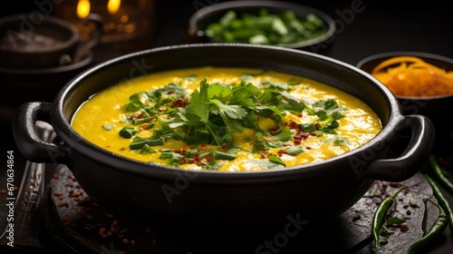 Indian Red Lentil Dahl Soup in a bowl