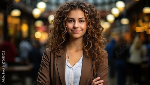 Portrait of young woman with curly hairstyle