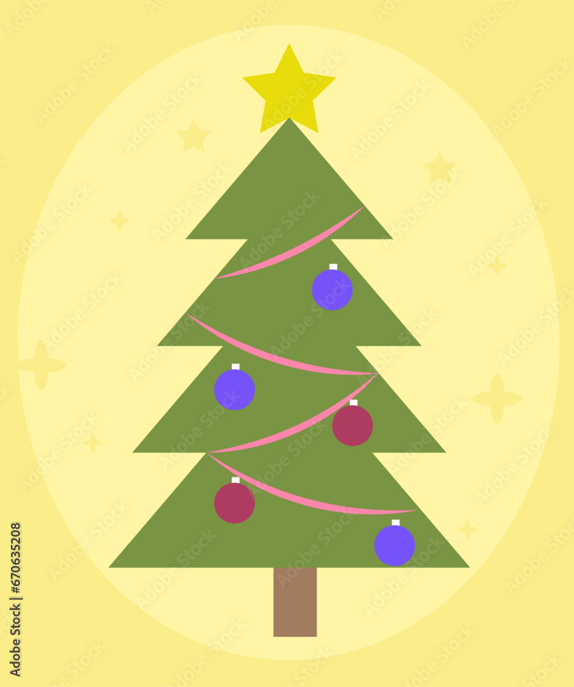 Flat christmas tree with star vector illustration Flat christmas tree with star vector illustration