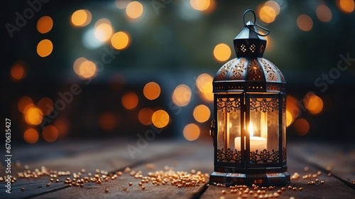 Lantern with bokeh lights