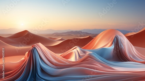 As the fiery sunset illuminates the vast desert landscape  a vibrant array of cloths dances in the sky  mirroring the wild and untamed beauty of nature s ever-changing canvas