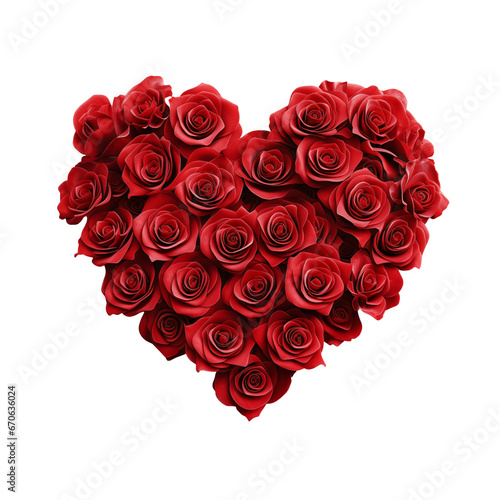 Bouquet of red roses flowers in a love shape isolated on transparent background. Perfect for wedding invitations  valentines  gifts  and decorations. Generative AI