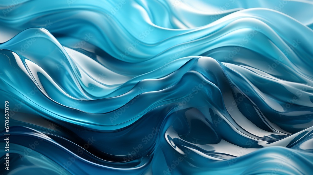 Naklejka premium A mesmerizing sea of aqua and teal, swirling in an abstract painting of fluid motion, evoking feelings of serenity and freedom