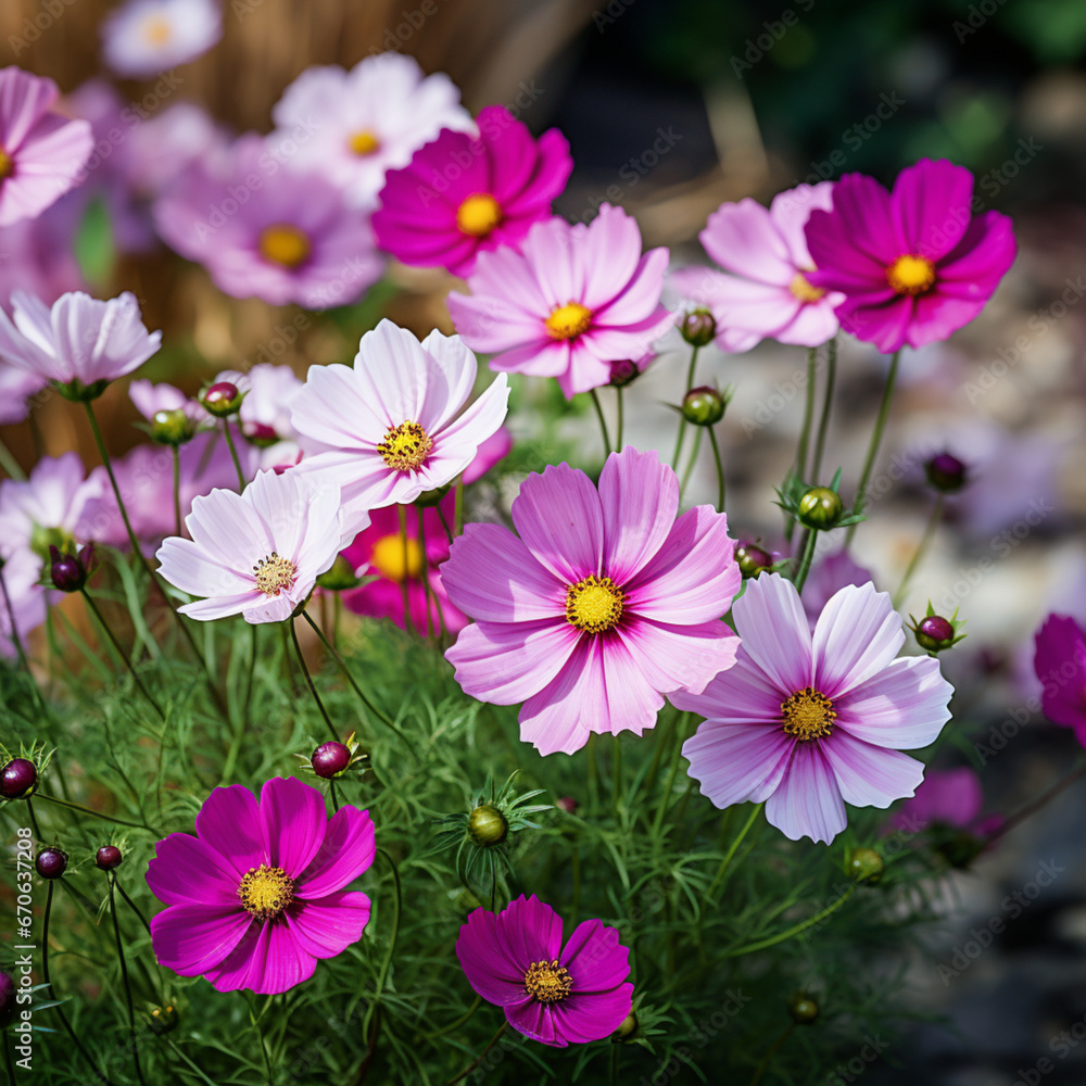 pink and white flowers in garden
