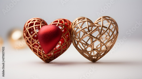 Dulce simbolismo: dos corazones se funden en amor eterno, corazones con fondo blanco para el dia del amor y la amistad