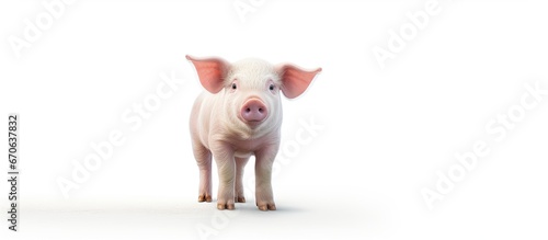 A white background showcasing a 3 dimensional depiction of a pig in motion photo