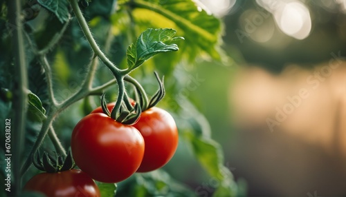 Fresh tomatoes: Growing directly from the bush in a garden