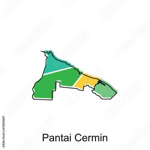 Map City of Pantai Cermin, Map Province of North Sumatra illustration design, World Map International vector template with outline graphic sketch style isolated on white background photo