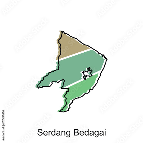 Map City of Serdang Bedagai High detailed illustration design, World map country vector illustration template photo