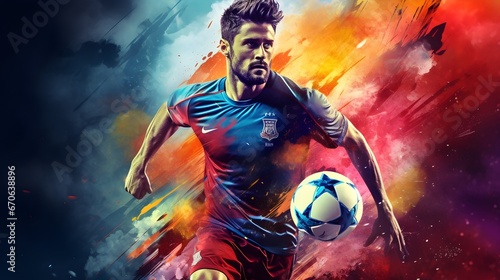 poster template background design of an football player in colorfull design
