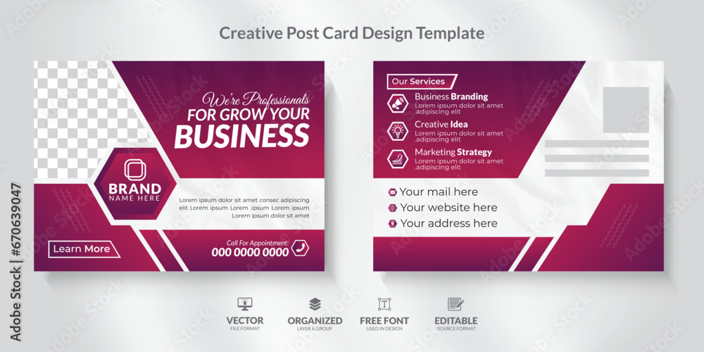 Fototapeta premium Corporate Business Postcard Design Templat with modern and unique layout.