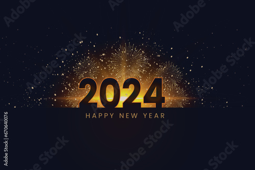 Happy New Year 2024 with sparkling festival numbers full of beautiful colors happy New Year 2024 celebration.