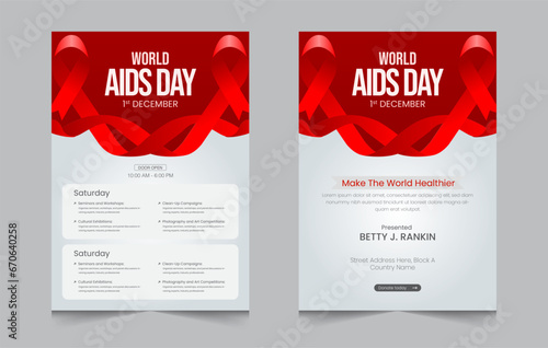 World aids day activity layout template, aids day activities a4 poster or flyer design, vector illustration eps 10 