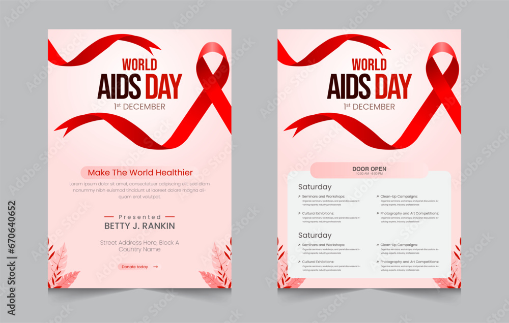 World aids day activity layout template, aids day activities a4 poster or flyer design, vector illustration eps 10  - obrazy, fototapety, plakaty 
