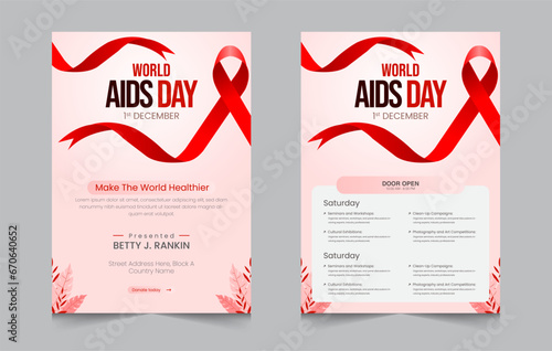 World aids day activity layout template, aids day activities a4 poster or flyer design, vector illustration eps 10 