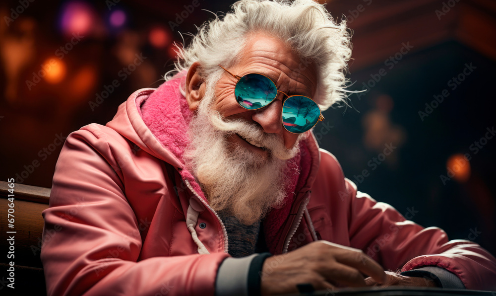 © Manu Prats - Empowered retired senior man in stylish outfit with white beard and white hair