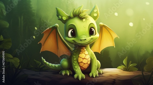 Sweet little dragon. Loving illustration for children photo