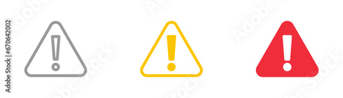 Warning sign icon. Colorful attention sign line icons set. Notice icon symbol. Vector stock illustration.