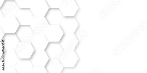 White hexagon and 3d abstract background with hexagon, modern abstract vector polygonal pattern. Futuristic abstract honeycomb technology white background. Luxury white hexagon pattern.