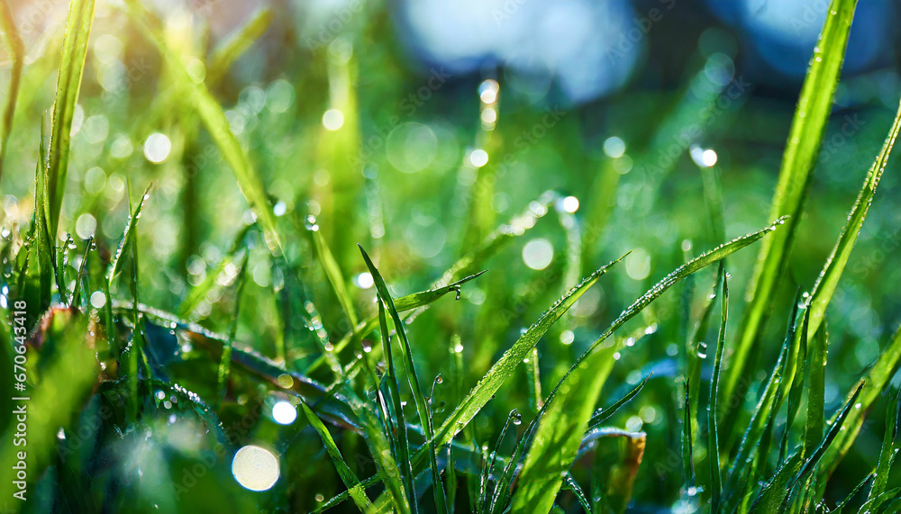 Morning Dew on Lush Green Grass
