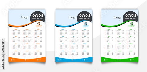 2024 calendar design template with mocup photo