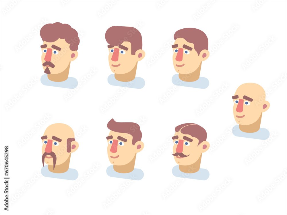 Fototapeta premium Flat character with different hairstyles2