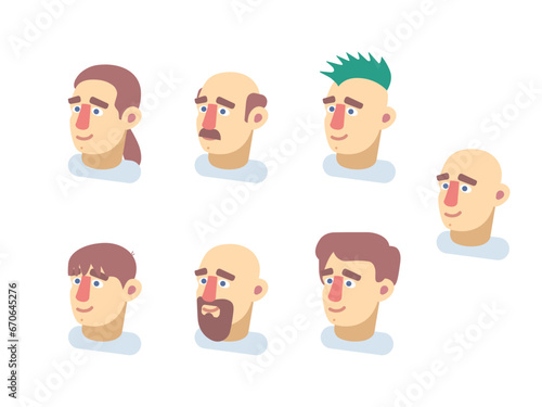 Flat character with different hairstyles