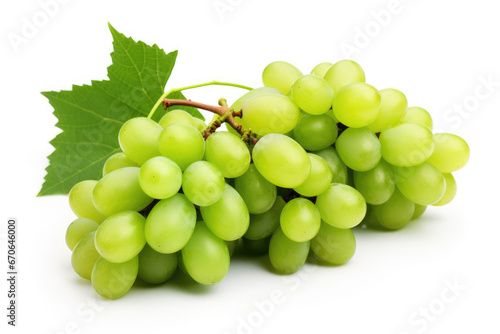 Bunch of green grapes on white