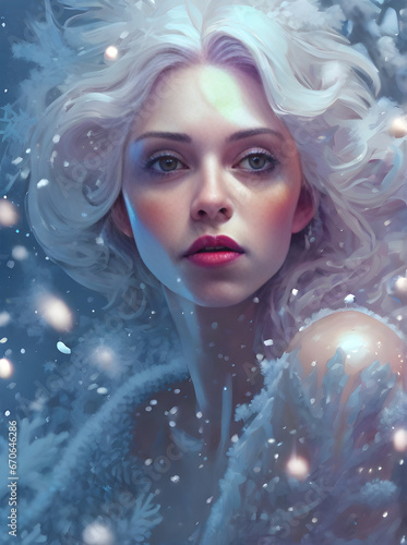 Pantone colored snowflakes on painted background.
