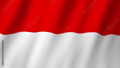 Indonesia Flag. Flag of Indonesia footage video waving in wind. 
