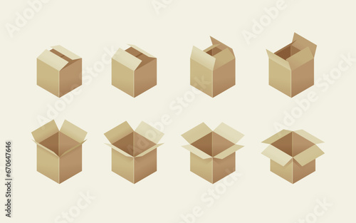 Isometric cardboard box