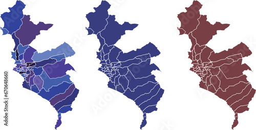 vector map of the capital of Peru Lima in blue, light blue and brown