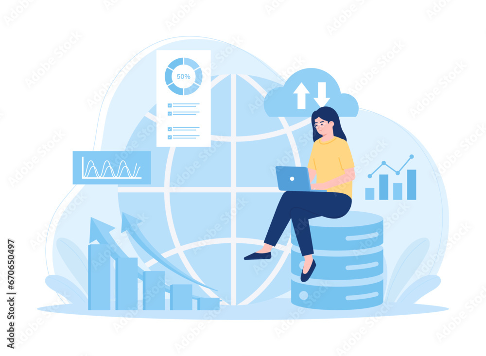 Analyze storage data concept flat illustration Analyze storage data concept flat illustration