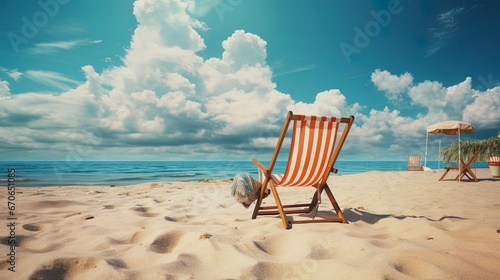Relaxing chair on the beach, AI generative © Resi