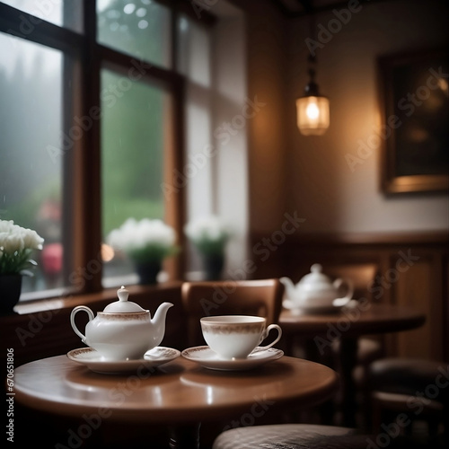 Un salon de thé un jour de pluie