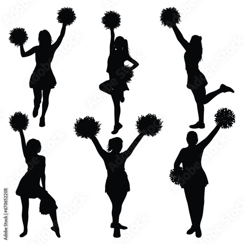 Vector cheerleader dancer silhouettes vector illustration