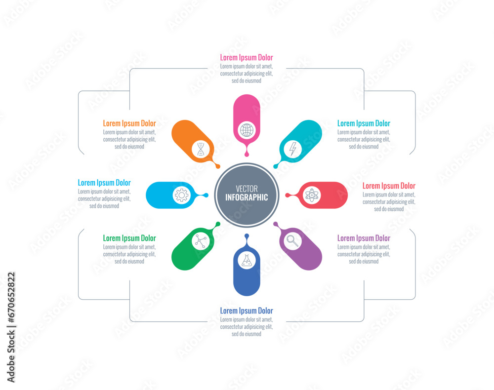 Naklejka premium eight-step infographic. scientific infographic. information template