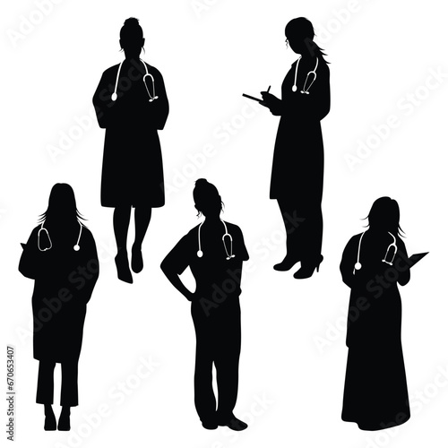 Female Doctors Silhouettes Vector illustration