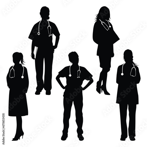 Female Doctors Silhouettes Vector illustration