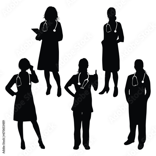 Female Doctors Silhouettes Vector illustration