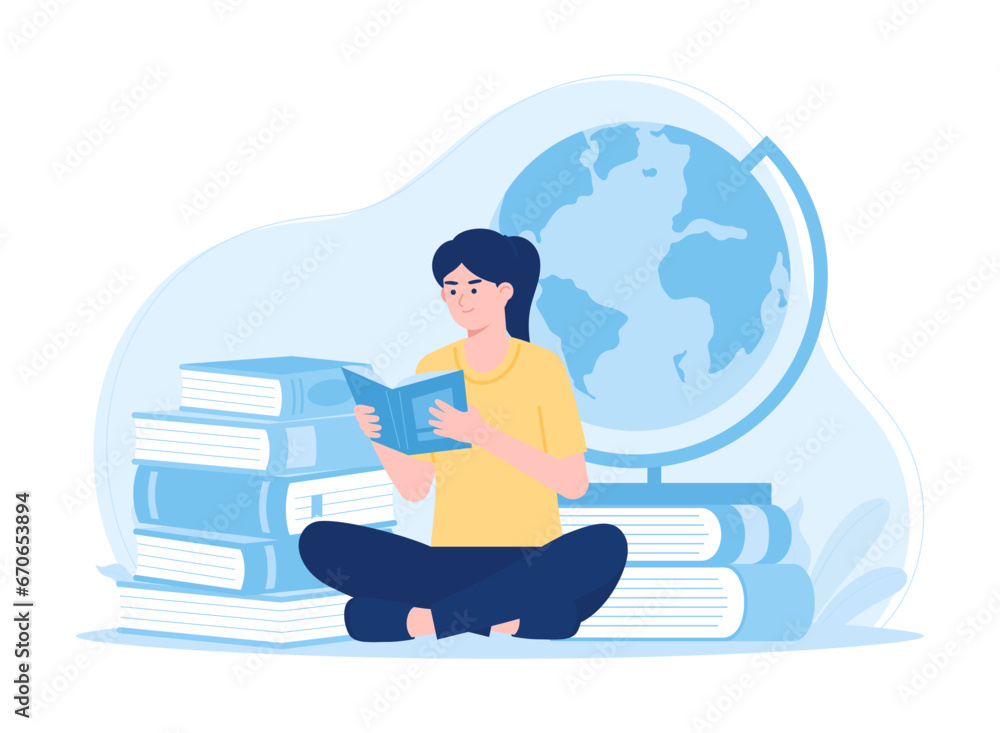 Students study history concept flat illustration Students study history concept flat illustration