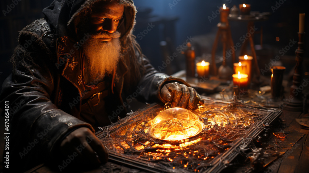Dark hooded figure, fantasy character. Sinister wizard or warlock conjuring dark spells with a tome. Dark hooded figure, fantasy character. Sinister wizard or warlock conjuring dark spells with a tome.