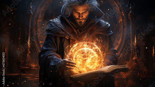 Obraz na plátně Dark hooded figure, fantasy character