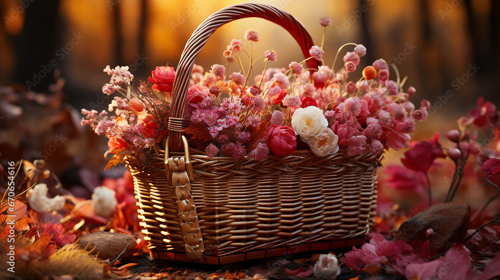 a photo of basket of flowers made with generative AI