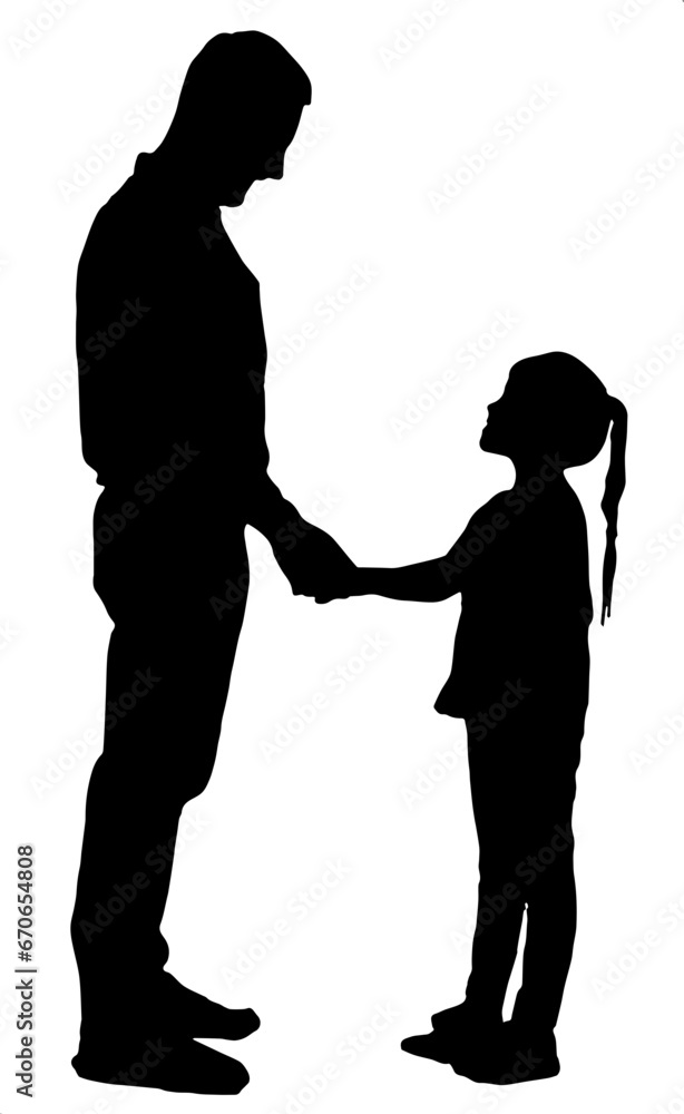 silhouette of a father with a daughter vector