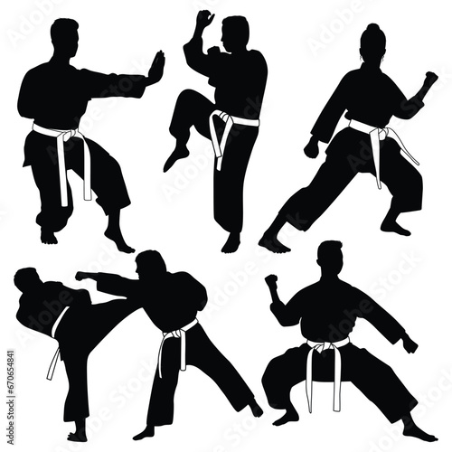 Martial Art or karate Silhouettes Vector illustration