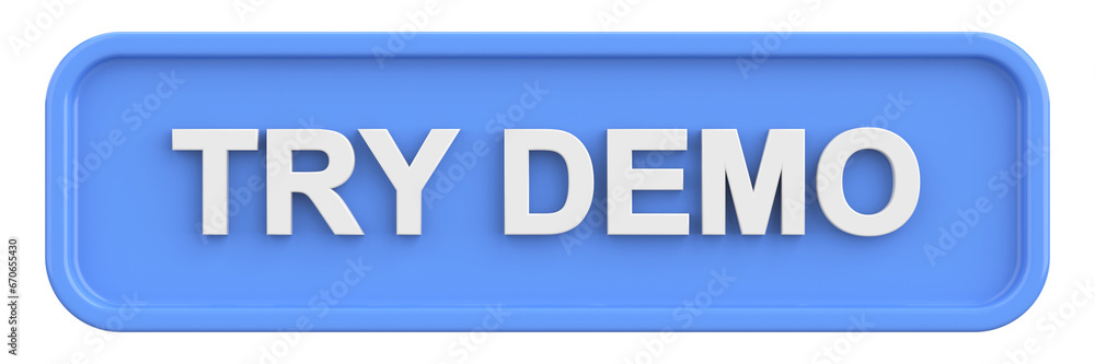 Try demo button. 3D illustration. Try demo button. 3D illustration.