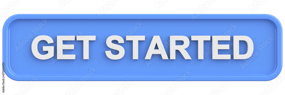 Get started button. 3D illustration.