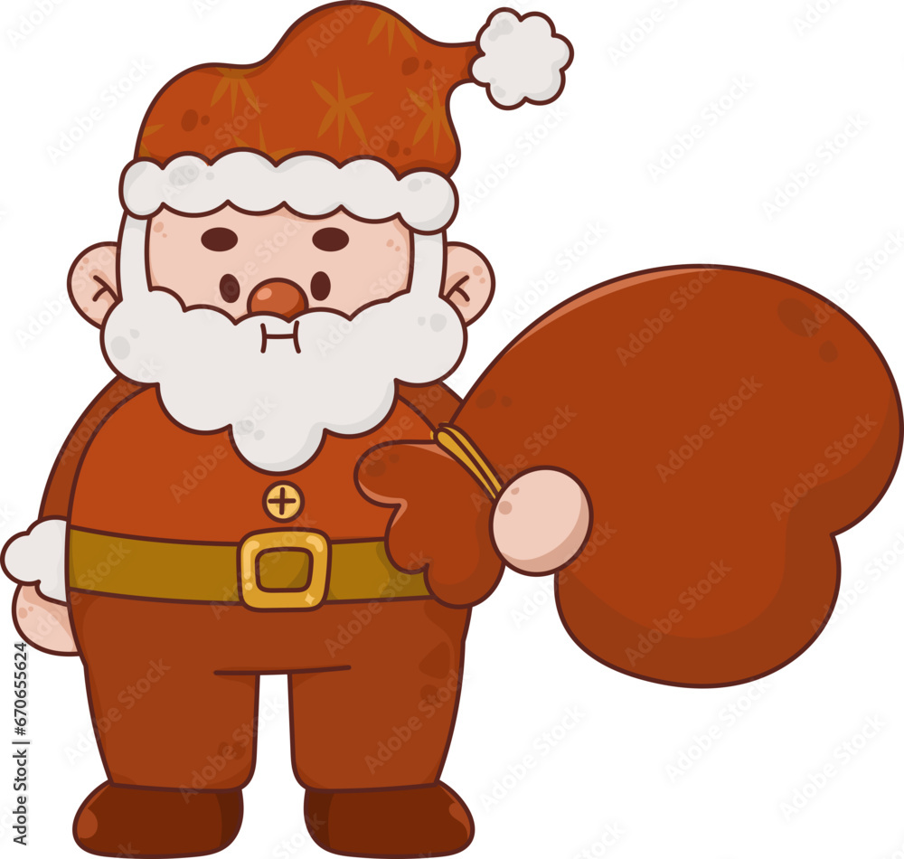 Collection of Christmas cartoons isolated on a white background. Little Santa with gifts and holiday decorations; cute card. Super cute cartoon character, illustration, hand drawn, vector Collection of Christmas cartoons isolated on a white background. Little Santa with gifts and holiday decorations; cute card. Super cute cartoon character, illustration, hand drawn, vector