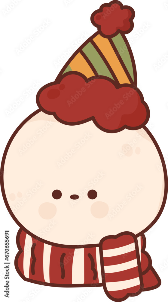 Collection of Christmas cartoons isolated on a white background. Little Santa with gifts and holiday decorations; cute card. Super cute cartoon character, illustration, hand drawn, vector